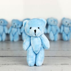 Büyük Boy Hareketli Peluş Ayıcık Anahtarlık Mavi 12'li Paket - 1