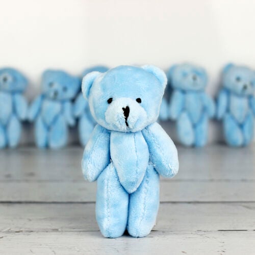 Büyük Boy Hareketli Peluş Ayıcık Anahtarlık Mavi 12'li Paket - 1