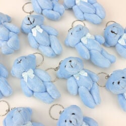 Hareketli Peluş Ayıcık Anahtarlık Mavi 12'li Paket - 2