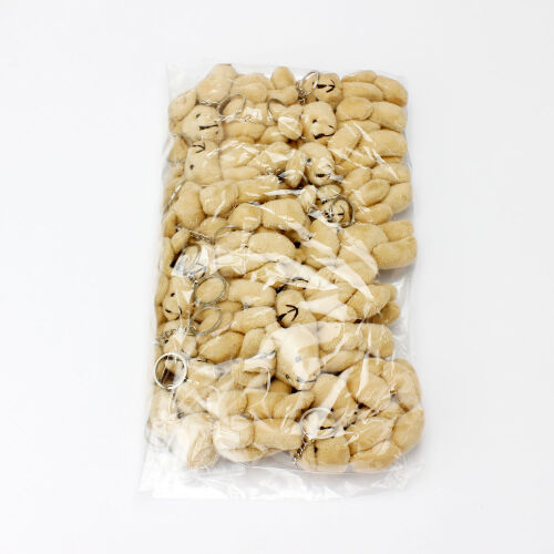Hareketli Peluş Tavşan Anahtarlık Kahverengi 12'li Paket - 3