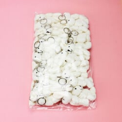Hareketli Peluş Tavşan Anahtarlık Krem 12'li Paket - 3