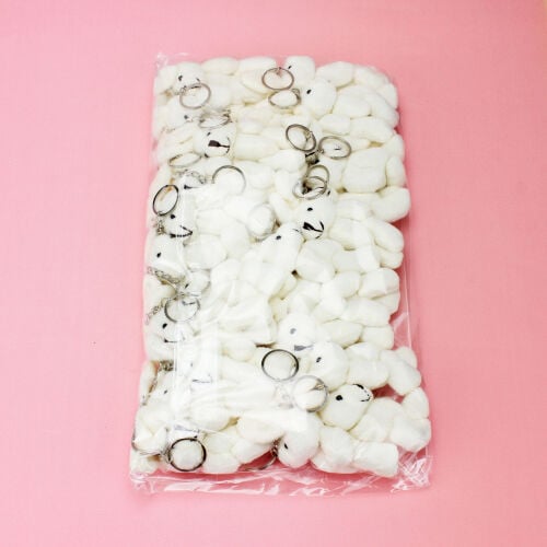 Hareketli Peluş Tavşan Anahtarlık Krem 12'li Paket - 3