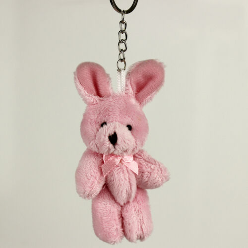 Hareketli Peluş Tavşan Anahtarlık Pembe 12'li Paket - 2