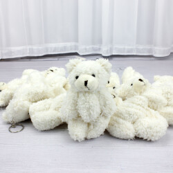 Hareketli Tüylü Peluş Anahtarlık Krem 12'Li Paket - 2
