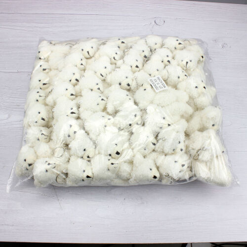 Hareketli Tüylü Peluş Anahtarlık Krem 12'Li Paket - 3