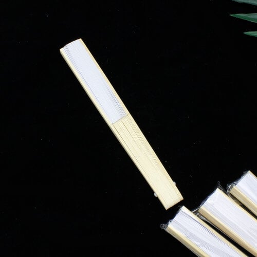 Hediyelik Beyaz Bambu Şık Yelpaze 12'li Paket - 2