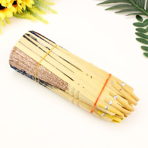 Hediyelik Desenli Bambu Şık Yelpaze 10'lu Paket - 9