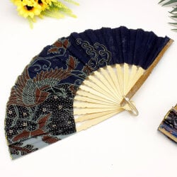 Hediyelik Renkli Desenli Bambu Şık Yelpaze 10'lu Paket - 3