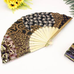 Hediyelik Renkli Desenli Bambu Şık Yelpaze 10'lu Paket - 8