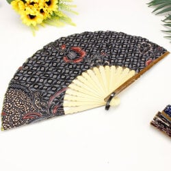 Hediyelik Renkli Desenli Bambu Şık Yelpaze 10'lu Paket - 10