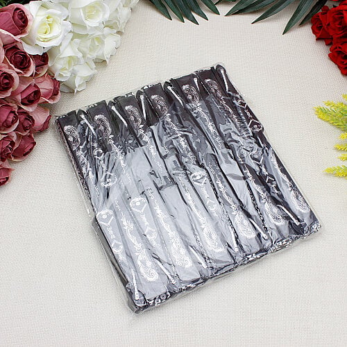 Hediyelik Siyah Gümüş Baskılı Şık Yelpaze 12’li Paket - Toptanalim (1)