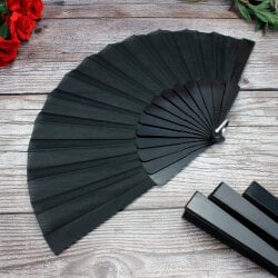 Hediyelik Siyah Renk Şık Yelpaze 12'li Paket - 1