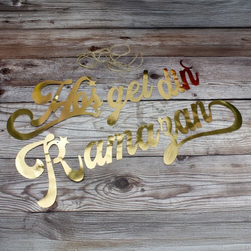 Hoşgeldin Ramazan Kalografi Banner Yeni Zarf Koyu Gold - Kare Dekor