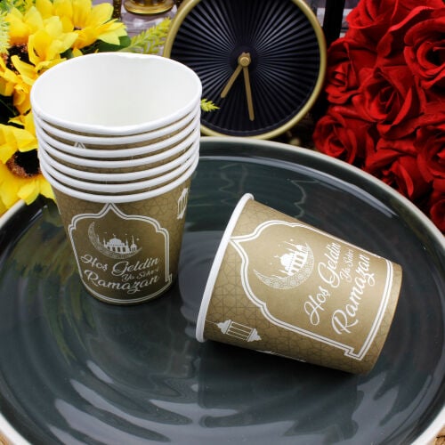 Hoşgeldin Ramazan Karton Bardak Kahverengi 8'li Paket - 1