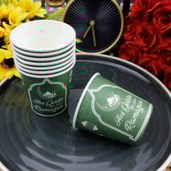 Hoşgeldin Ramazan Karton Bardak Yeşil 8'li Paket - 1