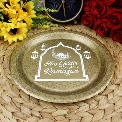 Hoşgeldin Ramazan Karton Tabak Gold 8'li Paket - 1
