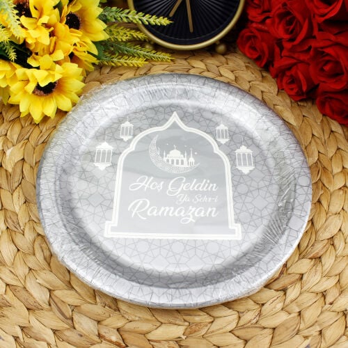 Hoşgeldin Ramazan Karton Tabak Gri 8'li Paket - 2