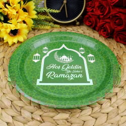 Hoşgeldin Ramazan Karton Tabak Yeşil 8'li Paket - 1