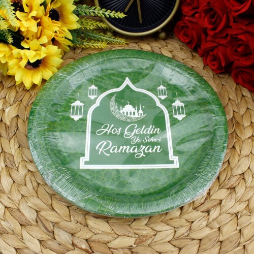 Hoşgeldin Ramazan Karton Tabak Yeşil 8'li Paket - 2