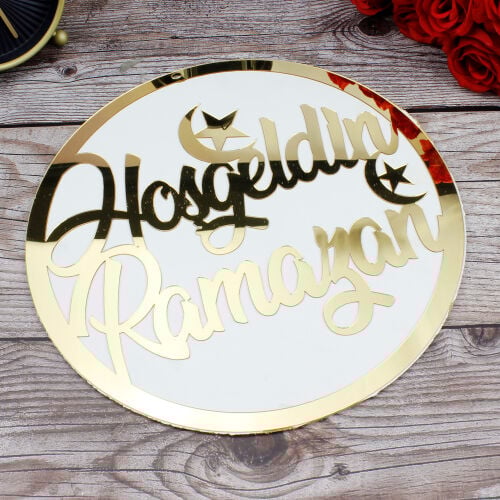 Hoşgeldin Ramazan Pleksi Kapı Süsü Gold - 1