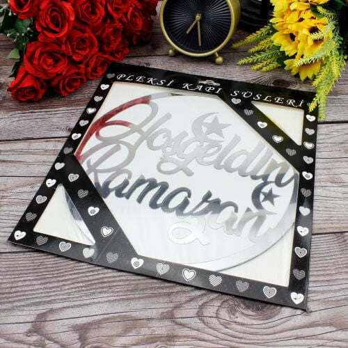 Hoşgeldin Ramazan Pleksi Kapı Süsü Gümüş - 3