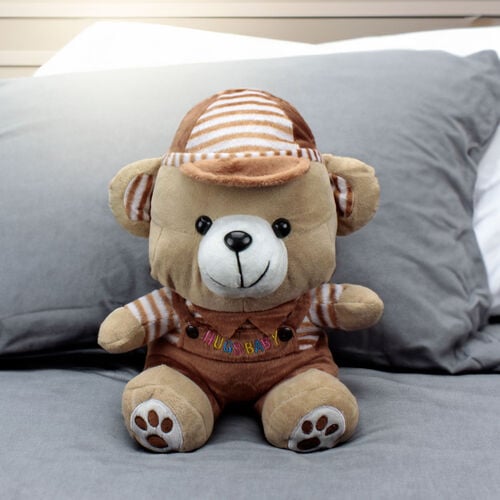 Hugs Baby Kahverengi Elbiseli Peluş Ayıcık 38CM - Platin Gift