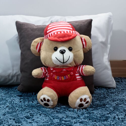 Hugs Baby Kırmızı Elbiseli Peluş Ayıcık 38CM - Platin Gift