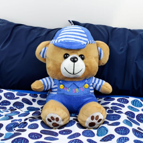 Hugs Baby Mavi Elbiseli Peluş Ayıcık 38CM - Platin Gift