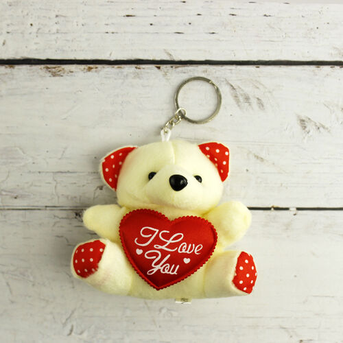 I Love You Büyük Boy Peluş Ayıcık Anahtarlık Krem 12'li Paket - 2