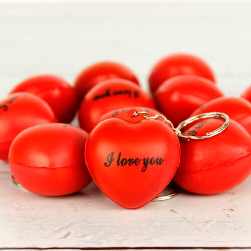 I Love You Kalp Stres Topu Anahtarlık 12'li Paket - 1
