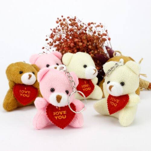 I Love You Peluş Ayıcık Anahtarlık Karışık Renk 12'li Paket - 1