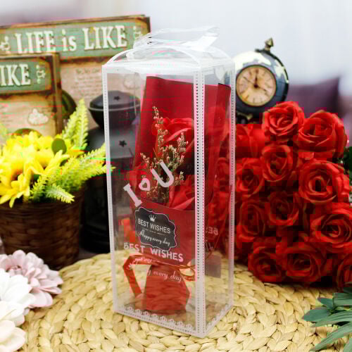 I Love You Tekli Gül Buketi Asetat Kutu - 2