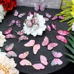 İki Katlı Pvc Kelebek Açık Pembe 100'lü Paket - 1