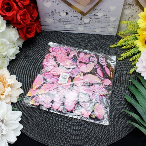 İki Katlı Pvc Kelebek Açık Pembe 100'lü Paket - 3