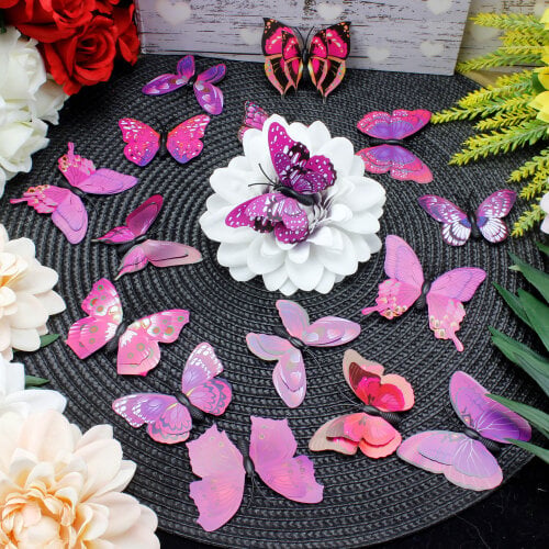 İki Katlı Pvc Kelebek Mor 100'lü Paket - Kare Dekor