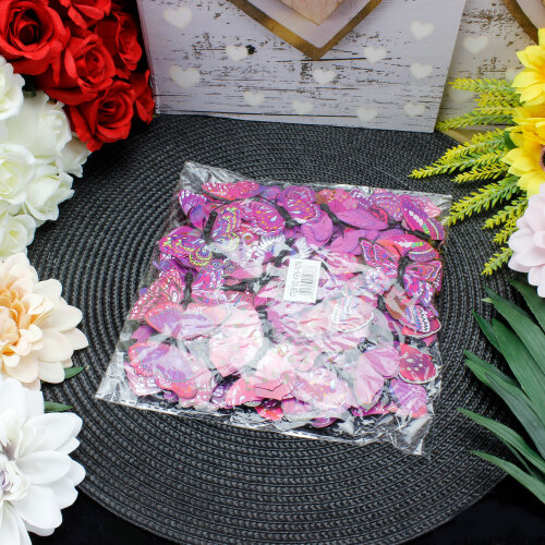 İki Katlı Pvc Kelebek Mor 100'lü Paket - 3