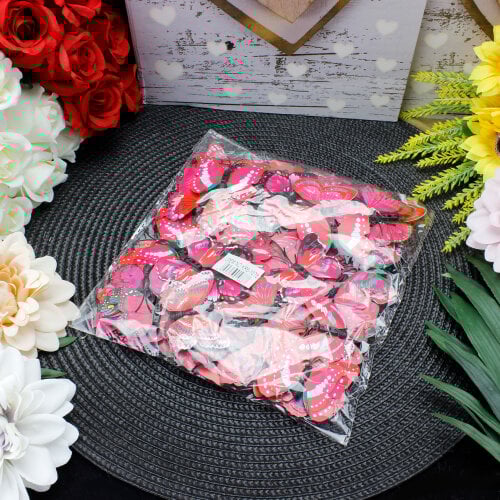 İki Katlı Pvc Kelebek Pembe 100'lü Paket - 3