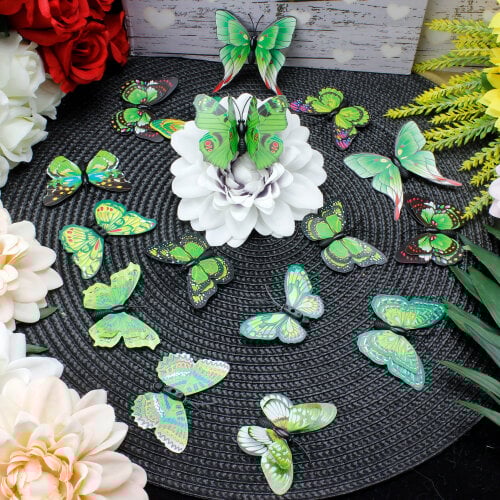 İki Katlı Pvc Kelebek Yeşil 100'lü Paket - Kare Dekor