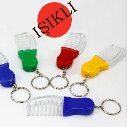 Işıklı Plastik Tarak Anahtarlık 12'li Paket - 1