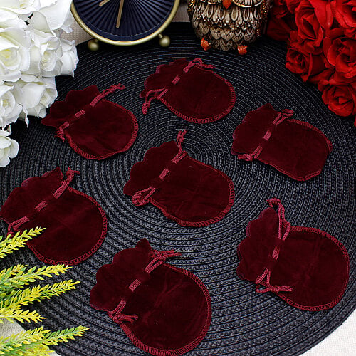Kadife Lale Kese Bordo 7x9 cm (100’lü Paket) - Toptanalim
