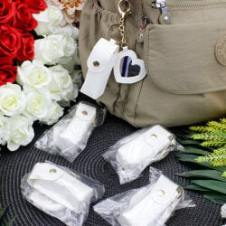 Kalp Aynalı Çanta Charm Aksesuar Beyaz - 2