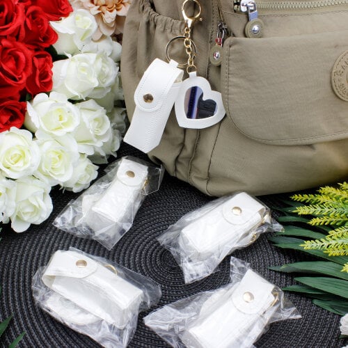 Kalp Aynalı Çanta Charm Aksesuar Beyaz - Kare Dekor (1)