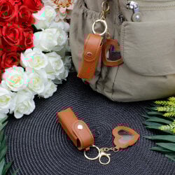 Kalp Aynalı Çanta Charm Aksesuar Kahverengi - 1