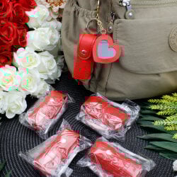 Kalp Aynalı Çanta Charm Aksesuar Kırmızı - 2