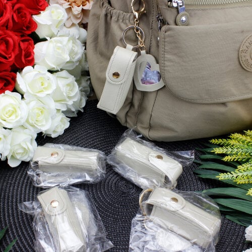 Kalp Aynalı Çanta Charm Aksesuar Krem - Kare Dekor (1)