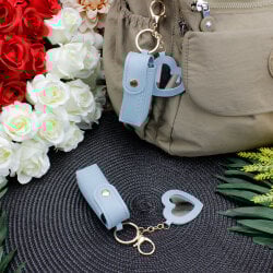 Kalp Aynalı Çanta Charm Aksesuar Mavi - 1