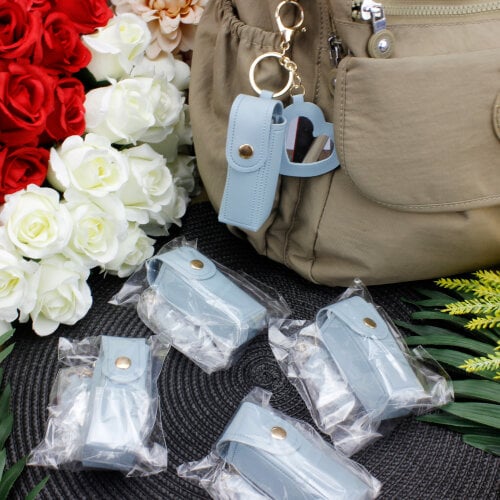 Kalp Aynalı Çanta Charm Aksesuar Mavi - Kare Dekor (1)