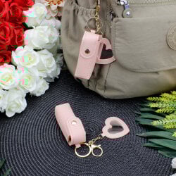 Kalp Aynalı Çanta Charm Aksesuar Pembe - 1