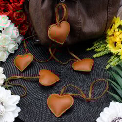 Kalp Figürlü Çanta Charm Aksesuar Açık Kahverengi - 1