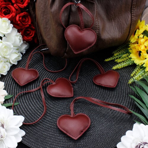 Kalp Figürlü Çanta Charm Aksesuar Bordo - Kare Dekor